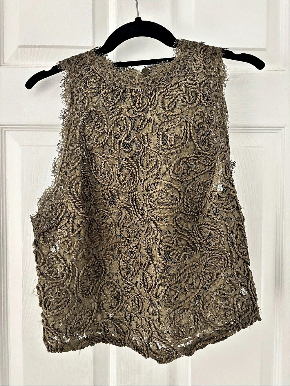 Zara Trafaluc Floral Lace blouse dark green Large